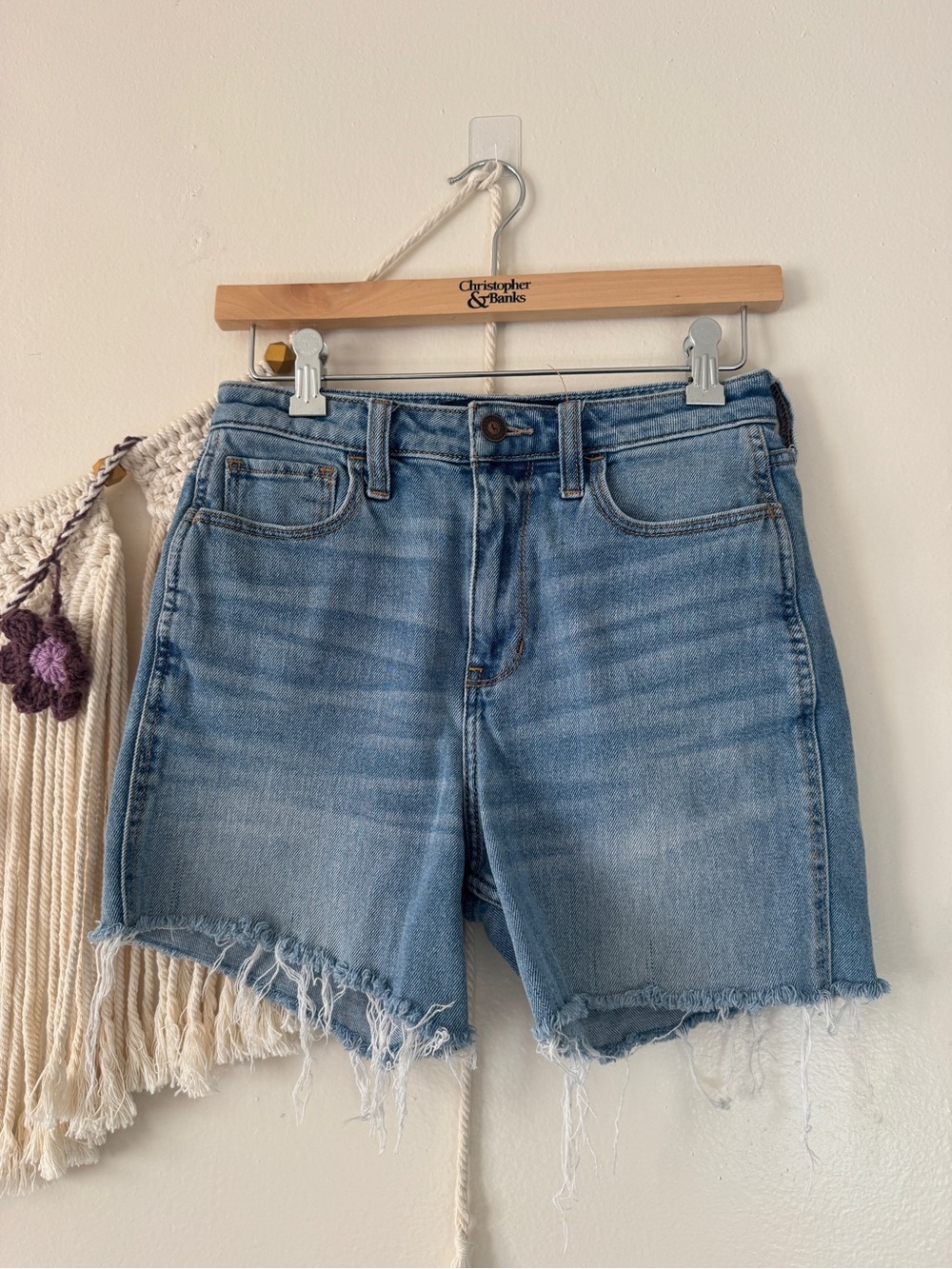 Hollister Light Blue Frayed Hem Denim Shorts